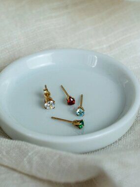 Green - 14K Gold Filled CZ Stud Earrings 3mm